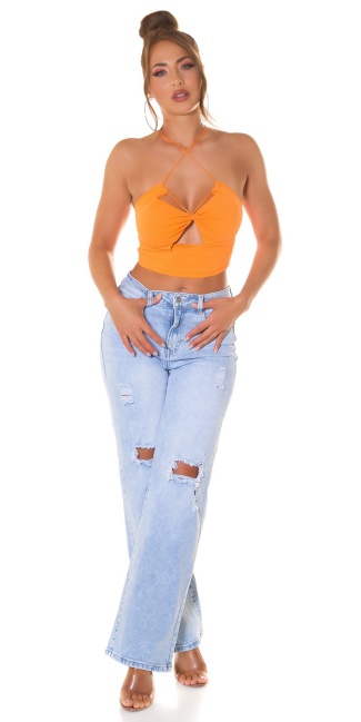 Croptop with Cutouts and Multiway Strap Orange